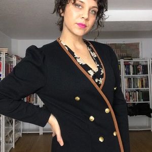 Vintage Leslie Fay Knit Puff Sleeve Jacket - B44